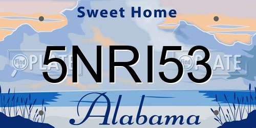 5NRI53 Alabama License Plate