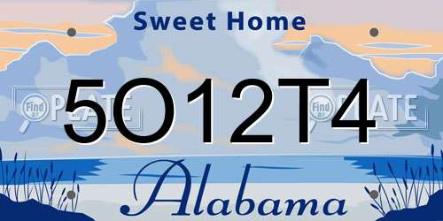 5O12T4 Alabama License Plate