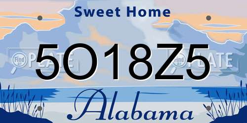 5O18Z5 Alabama License Plate