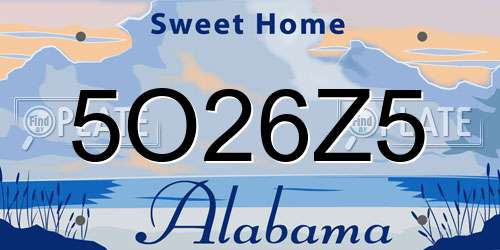 5O26Z5 Alabama License Plate