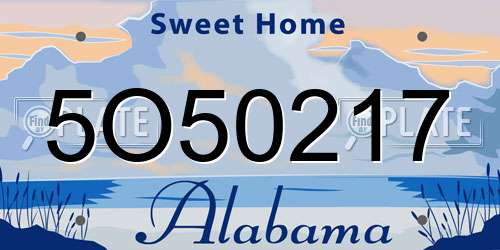 5O50217 Alabama License Plate