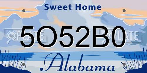 5O52B0 Alabama License Plate