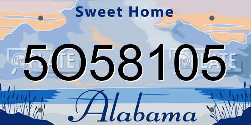 5O58105 Alabama License Plate