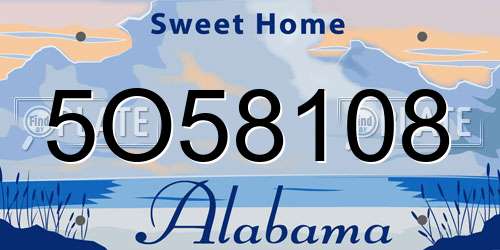 5O58108 Alabama License Plate