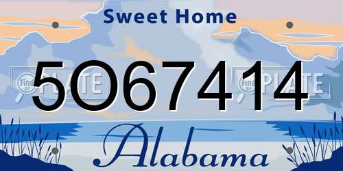 5O67414 Alabama License Plate