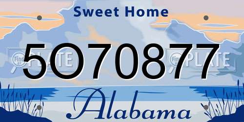 5O70877 Alabama License Plate