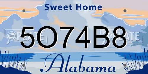 5O74B8 Alabama License Plate