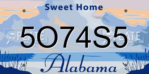 5O74S5 Alabama License Plate