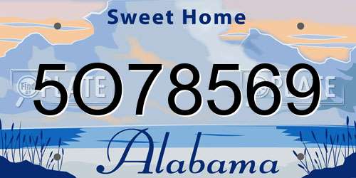 5O78569 Alabama License Plate