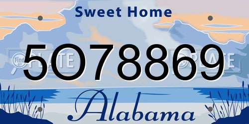 5O78869 Alabama License Plate