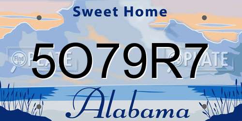 5O79R7 Alabama License Plate