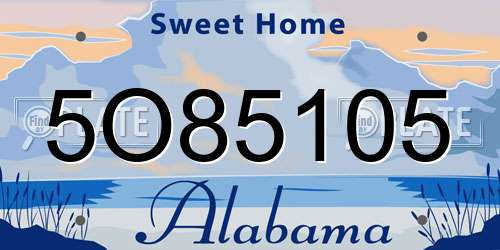 5O85105 Alabama License Plate
