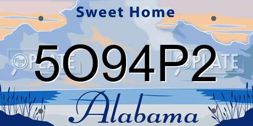 5O94P2 Alabama License Plate