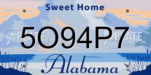 5O94P7 Alabama License Plate