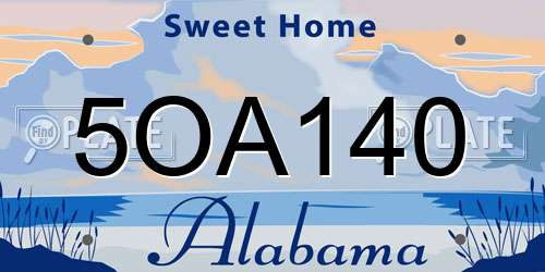 5OA140 Alabama License Plate