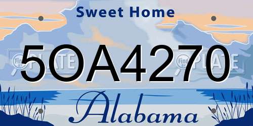 5OA4270 Alabama License Plate