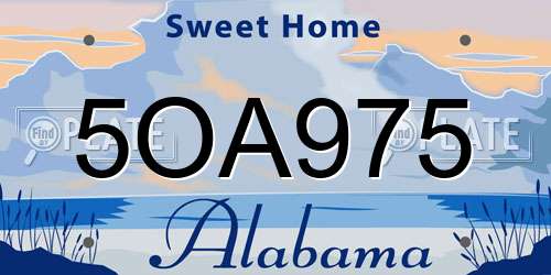 5OA975 Alabama License Plate