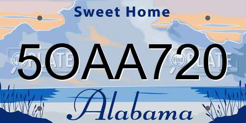 5OAA720 Alabama License Plate