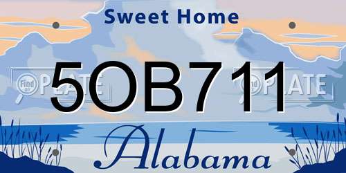 5OB711 Alabama License Plate