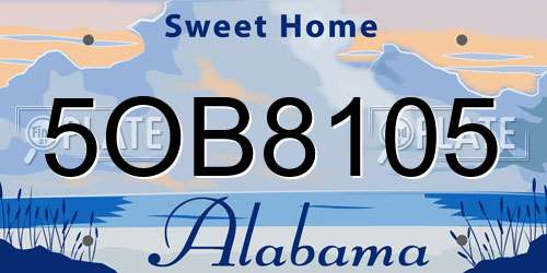 5OB8105 Alabama License Plate