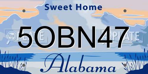 5OBN47 Alabama License Plate