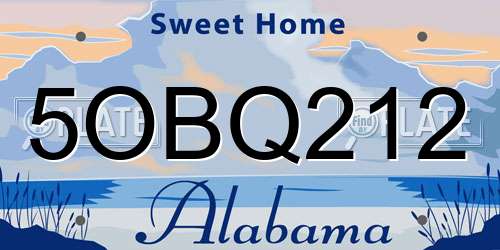5OBQ212 Alabama License Plate