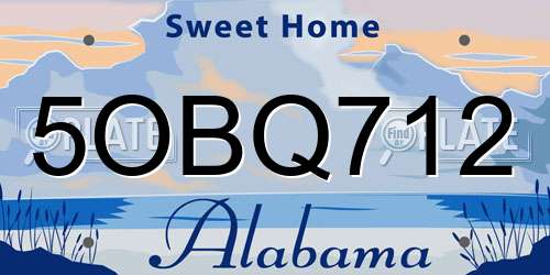 5OBQ712 Alabama License Plate