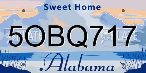 5OBQ717 Alabama License Plate