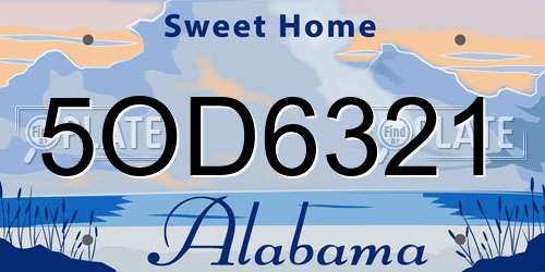 5OD6321 Alabama License Plate