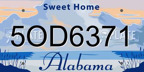 5OD6371 Alabama License Plate