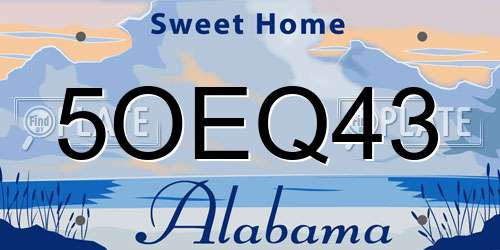 5OEQ43 Alabama License Plate