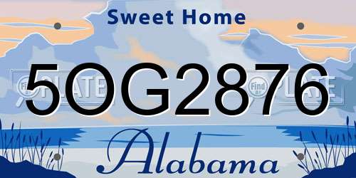 5OG2876 Alabama License Plate