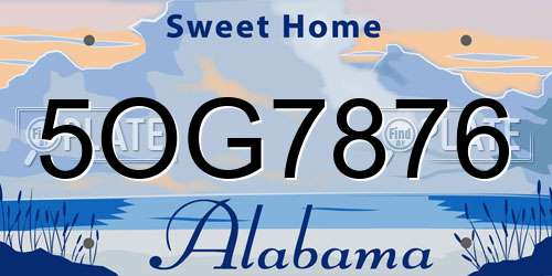 5OG7876 Alabama License Plate