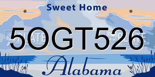 5OGT526 Alabama License Plate
