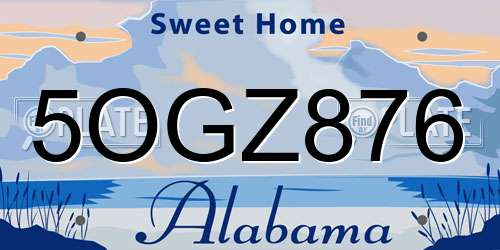 5OGZ876 Alabama License Plate