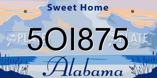 5OI875 Alabama License Plate