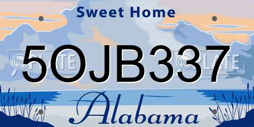 5OJB337 Alabama License Plate