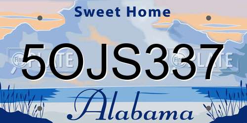 5OJS337 Alabama License Plate