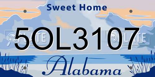 5OL3107 Alabama License Plate