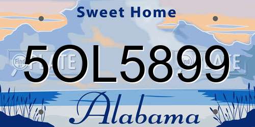 5OL5899 Alabama License Plate