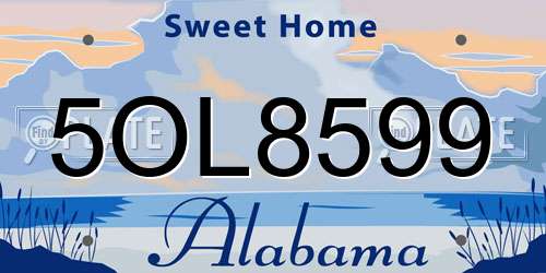 5OL8599 Alabama License Plate