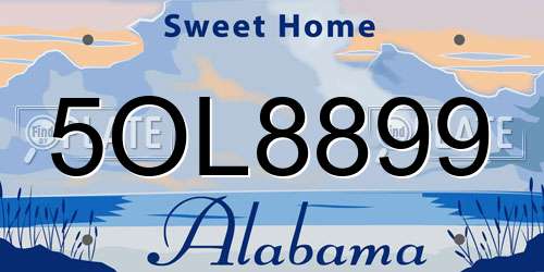 5OL8899 Alabama License Plate