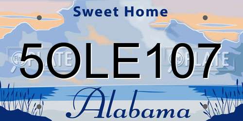 5OLE107 Alabama License Plate