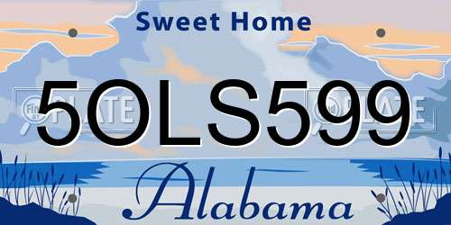 5OLS599 Alabama License Plate