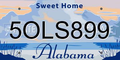 5OLS899 Alabama License Plate