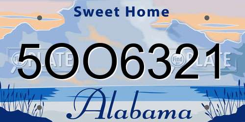 5OO6321 Alabama License Plate