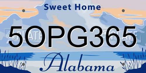 5OPG365 Alabama License Plate