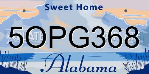 5OPG368 Alabama License Plate