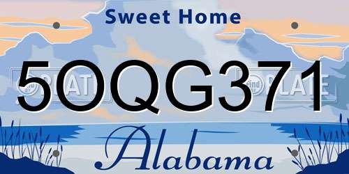 5OQG371 Alabama License Plate