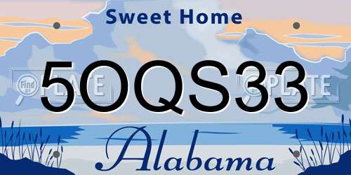 5OQS33 Alabama License Plate